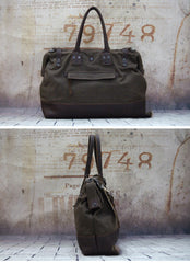 Vintage Leather Canvas Mens Handbag Briefcase Doctor Bag Briefcase For Men - iwalletsmen