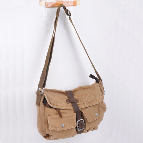 Canvas Black Mens 10 inches Postman Bag Canvas Messenger Bags Khaki Courier Bag For Men - iwalletsmen