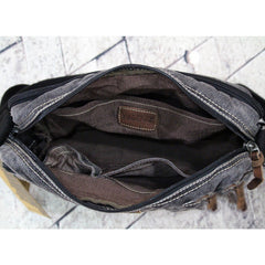 Vintage Canvas Black Mens Small Postman Bag Green Canvas Messenger Bags Small Courier Bag For Men - iwalletsmen