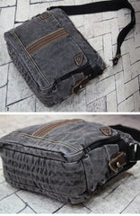 Vintage Canvas Black Mens Small Postman Bag Green Canvas Messenger Bags Small Courier Bag For Men - iwalletsmen
