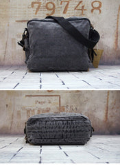 Vintage Canvas Black Mens Small Postman Bag Green Canvas Messenger Bags Small Courier Bag For Men - iwalletsmen