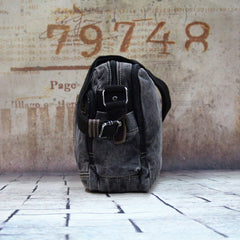 Vintage Canvas Black Mens Small Postman Bag Green Canvas Messenger Bags Small Courier Bag For Men - iwalletsmen