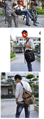 Canvas Black Mens Barrel Sling Bag Green Chest Bag Side Bag Bucket One Shoulder Backpack For Men - iwalletsmen
