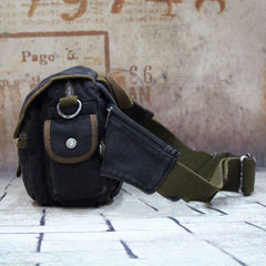 Canvas Black Mens Khaki Messenger Bags Small Postman Bag Canvas Courier Bag For Men - iwalletsmen