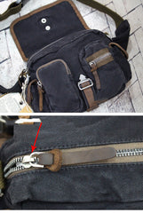 Canvas Black Mens Khaki Messenger Bags Small Postman Bag Canvas Courier Bag For Men - iwalletsmen