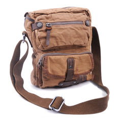 Canvas Black Mens Vertical Postman Bags Canvas Messenger Bags Khaki Courier Bag For Men - iwalletsmen