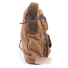 Canvas Black Mens Vertical Postman Bags Canvas Messenger Bags Khaki Courier Bag For Men - iwalletsmen