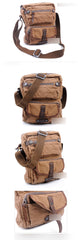 Canvas Black Mens Vertical Postman Bags Canvas Messenger Bags Khaki Courier Bag For Men - iwalletsmen