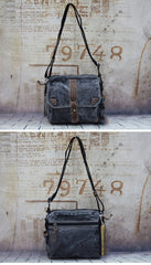 Fashion Canvas Black Mens Small Postman Bag Canvas Messenger Bags Courier Bag For Men - iwalletsmen