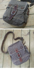 Canvas Black Mens 8 inches Small Vertical Postman Bag Canvas Messenger Bags Courier Bag For Men - iwalletsmen