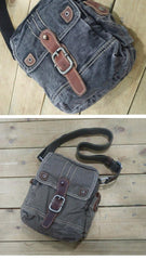 Canvas Black Mens 8 inches Small Vertical Postman Bag Canvas Messenger Bags Courier Bag For Men - iwalletsmen