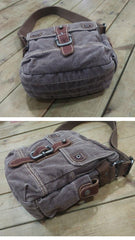 Canvas Black Mens 8 inches Small Vertical Postman Bag Canvas Messenger Bags Courier Bag For Men - iwalletsmen