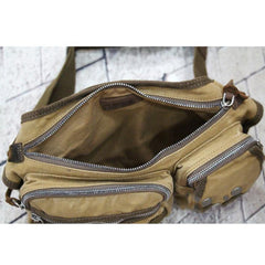 Canvas Mens Chest Bag Khaki Waist Bag Black Canvas Fanny Pack For Men - iwalletsmen