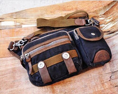 Canvas Mens Chest Bag Khaki Waist Bag Black Canvas Fanny Pack For Men - iwalletsmen