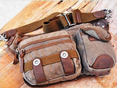 Canvas Mens Chest Bag Khaki Waist Bag Black Canvas Fanny Pack For Men - iwalletsmen