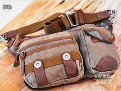 Canvas Mens Chest Bag Khaki Waist Bag Black Canvas Fanny Pack For Men - iwalletsmen