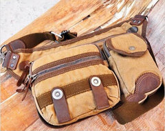 Canvas Mens Chest Bag Khaki Waist Bag Black Canvas Fanny Pack For Men - iwalletsmen
