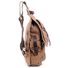 Canvas Black Mens Hiking Backpack Large Khaki School Backpack Canvas Travel Backpack For Men - iwalletsmen