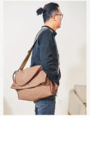 Canvas Mens 14 inches Side Bags Canvas Satchel Messenger Bags Canvas Travel Courier Bag for Men - iwalletsmen