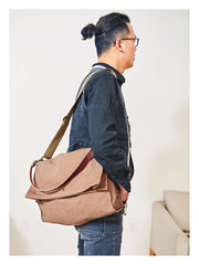 Canvas Mens 14 inches Side Bags Canvas Satchel Messenger Bags Canvas Travel Courier Bag for Men - iwalletsmen