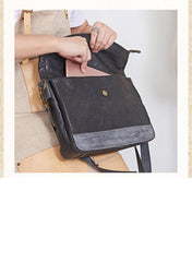Cool Mens Black Leather Courier Bags Side Bags Leather Messenger Bags Postman Bag for Men - iwalletsmen