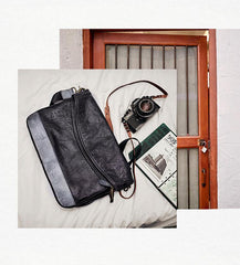 Cool Mens Black Leather Courier Bags Side Bags Leather Messenger Bags Postman Bag for Men - iwalletsmen