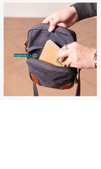 Cool Leahter Canvas Mens Side Bag Coffee Vertical Messenger Bags Courier Bag for Men - iwalletsmen