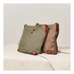 Cool Canvas Mens Womens Green Side Bag 12 inches Canvas Messenger Bags Courier Bag for Men Women - iwalletsmen