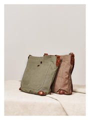 Cool Canvas Mens Womens Green Side Bag 12 inches Canvas Messenger Bags Courier Bag for Men Women - iwalletsmen