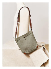 Cool Canvas Mens Womens Green Side Bag 12 inches Canvas Messenger Bags Courier Bag for Men Women - iwalletsmen
