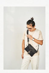 Cool Canvas Leather Mens Messenger Shoulder Bag Small Canvas Side Bag Courier Bags for Men - iwalletsmen