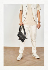 Cool Canvas Leather Mens Messenger Shoulder Bag Small Canvas Side Bag Courier Bags for Men - iwalletsmen