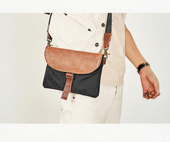 Cool Canvas Leather Mens Messenger Shoulder Bag Small Canvas Side Bag Courier Bags for Men - iwalletsmen