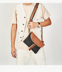 Cool Canvas Leather Mens Messenger Shoulder Bag Small Canvas Side Bag Courier Bags for Men - iwalletsmen