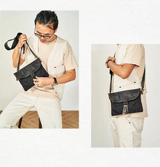 Cool Canvas Leather Mens Messenger Shoulder Bag Small Canvas Side Bag Courier Bags for Men - iwalletsmen