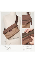 Cool Canvas Mens Messenger Bag Canvas Side Bag Chest Bag Saddle Canvas Courier Bag for Men - iwalletsmen