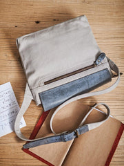 Canvas Leather Mens Small Navy Side Bag Canvas Square Messenger Bags Canvas Travel Courier Bags for Men - iwalletsmen