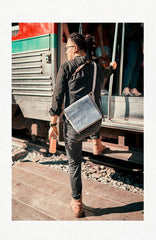 Canvas Leather Mens Small Navy Side Bag Canvas Square Messenger Bags Canvas Travel Courier Bags for Men - iwalletsmen