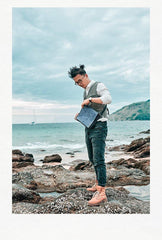 Canvas Leather Mens Small Navy Side Bag Canvas Square Messenger Bags Canvas Travel Courier Bags for Men - iwalletsmen
