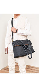 Cool Black Nylon Mens 15 inches Large Messenger Bag Briefcase Handbag Nylon Travel Green Shoulder Bag for Men - iwalletsmen