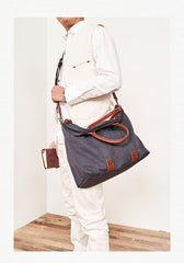 Cool Canvas Leather Mens Tote Bag 15'' Messenger Bags Handbag Canvas Tote Shoulder Bag for Men Women - iwalletsmen