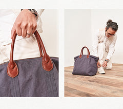 Cool Canvas Leather Mens Tote Bag 15'' Messenger Bags Handbag Canvas Tote Shoulder Bag for Men Women - iwalletsmen