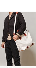 Cool Canvas Leather Mens Tote Bag 15'' Messenger Bags Handbag Canvas Tote Shoulder Bag for Men Women - iwalletsmen