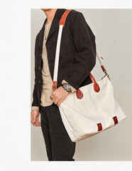 Cool Canvas Leather Mens Tote Bag 15'' Messenger Bags Handbag Canvas Tote Shoulder Bag for Men Women - iwalletsmen
