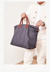Cool Canvas Leather Mens Tote Bag 15'' Messenger Bags Handbag Canvas Tote Shoulder Bag for Men Women - iwalletsmen
