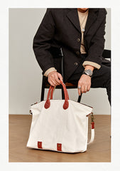 Cool Canvas Leather Mens Tote Bag 15'' Messenger Bags Handbag Canvas Tote Shoulder Bag for Men Women - iwalletsmen
