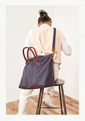 Cool Canvas Leather Mens Tote Bag 15'' Messenger Bags Handbag Canvas Tote Shoulder Bag for Men Women - iwalletsmen