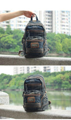Denim Vintage Blue Mens Large Sling Bag Chest Bag Jean One Shoulder Backpacks For Men - iwalletsmen