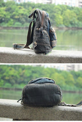 Denim Vintage Blue Mens Large Sling Bag Chest Bag Jean One Shoulder Backpacks For Men - iwalletsmen