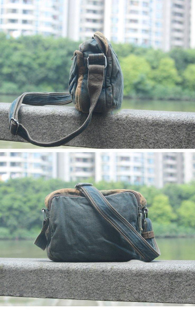 Army Green Denim Mens Small Shoulder Bag Sling bag Denim Chest Bag Sli –  iwalletsmen
